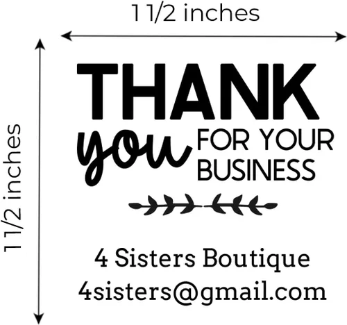 Vista 2 de Sello personalizado con texto en inglés «Thank You for Your Business» / Sello cuadrado autoentintado de 1.5 pulgadas, sello de tinta negra