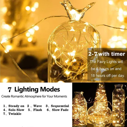 Vista 3 de Paquete de 10 luces de hadas a pilas + paquete de 10 luces de hadas a