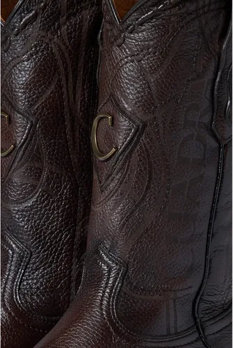 Vista 6 de Cuadra Botas vaqueras para hombre en cuero genuino de ciervo marrón