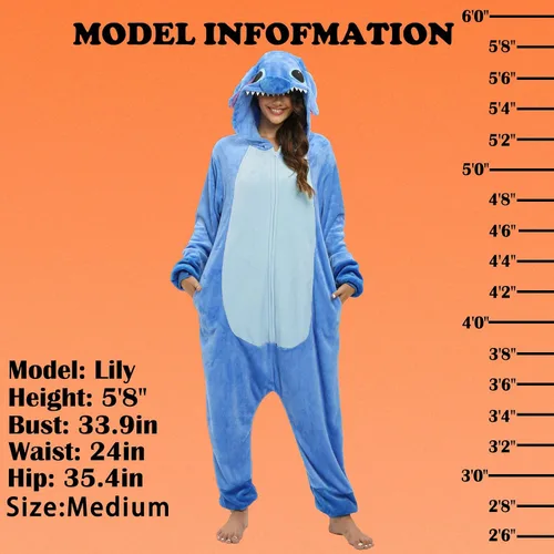 Vista 5 de FUNOBE Pijama de una pieza para adultos, disfraz de animal de una pieza para Halloween, cosplay para mujeres y hombres