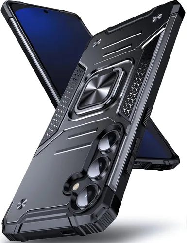 Vista 17 de DASFOND Diseñada para funda Galaxy S8 con soporte, anillo metálico giratorio mejorado de 360°, soporte kickstand de grado militar, resistente a