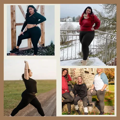 Vista 4 de HLTPRO Leggings con forro polar de talla grande para mujer con bolsillos, pantalones de yoga de cintura alta térmicos negros para entrenamiento