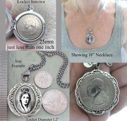 Vista 6 de St. Lucia of Fatima Locket Necklace, Patron Saint Catholic Jewelry, Confirmation Gift
