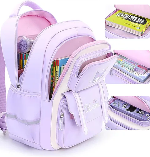 Vista 2 de Kuromi - Mochila de personaje de dibujos animados japoneses, mochila escolar