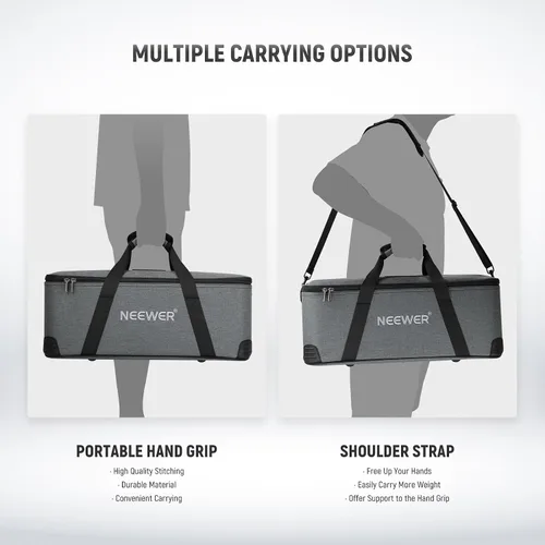 Vista 5 de NEEWER Bolsa de transporte con correa para el hombro, asa, espuma móvil acolchada para luz de estudio CB300C CB200C FS300C FS230C FS150C CB300B