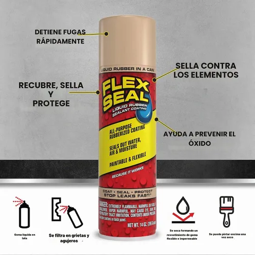 Vista 2 de Sellador líquido de goma en una lata Flex Seal Colors, de As seen on TV, 14 onzas., FSTANR20