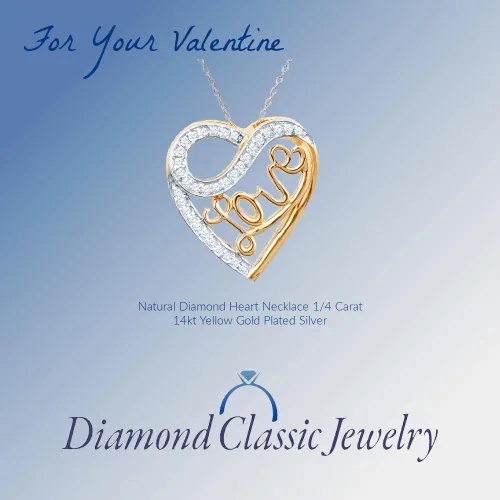 Vista 3 de Sterling Silver and 14K Gold Plated Romantic Heart Valentines Day Jewelry Gifts - 18" Pendant Necklaces or 7.5" Bracelets