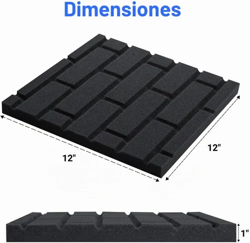 Vista 5 de Paneles de espuma a prueba de sonido Topnaca, paneles de pared insonorizados en forma de ladrillo, paquete de 12 paneles de 30.5 cm x 30.5 cm x 2.5