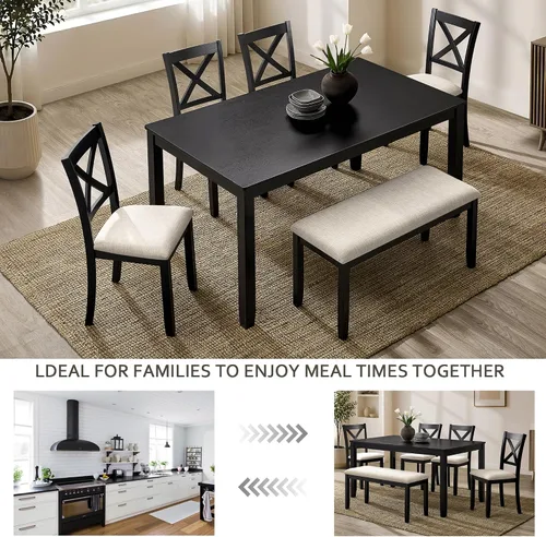 Vista 7 de Harper & Bright Designs Juego de mesa de comedor de 6 piezas con sillas