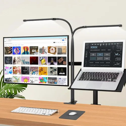 Vista 8 de iZELL Lámpara LED de escritorio para oficina en casa con abrazadera [77 luces LED, 3 modos de color y 10 niveles de brillo] Luces flexibles