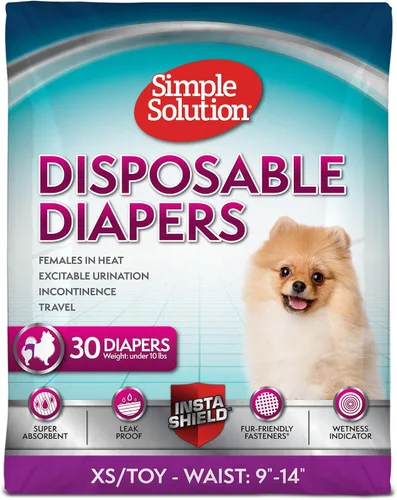 Vista 9 de Simple Solution Pañales desechables para perras, pañal a prueba de fugas para perros, entrenamiento para ir al baño, entrenamiento XS