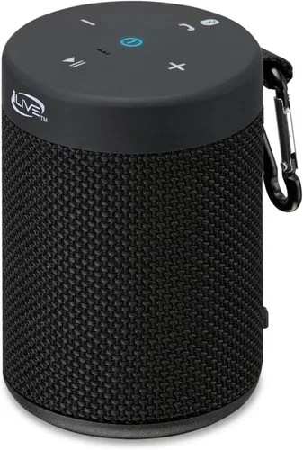 Vista 2 de iLive Electronics Altavoz inalámbrico de tela impermeable, 2.56 x 2.56 x 3.4 pulgadas, batería recargable incorporada, negro (ISBW108B)