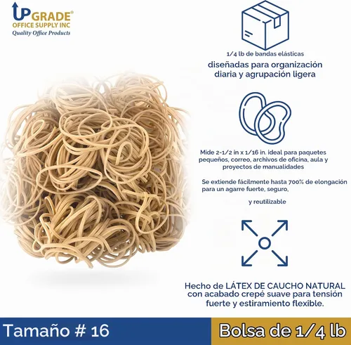 Vista 6 de Bandas de goma de tamaño 16 de suministros de oficina, 450 unidades, bolsa de 4 onzas EE. UU