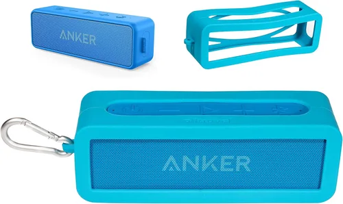 Vista 8 de Funda de silicona personalizada para Anker Soundcore 2, SoundCore 2 Altavoz Bluetooth portátil de 12 W, protección completa contra golpes, sacudidas