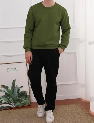 Vista 5 de Gihuo Sudadera de forro polar con cuello redondo y forro polar para hombre