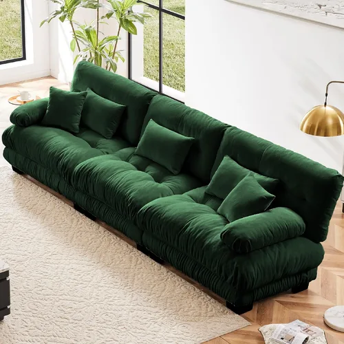 Vista 20 de KEIKI Sofá modular de 94 pulgadas con 4 almohadas, cómodo juego de sofá biplaza Cloud para sofá de asiento profundo suave y profundo, sofá biplaza