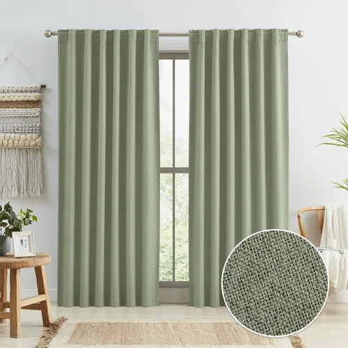 Vista 52 de KEQIAOSUOCAI - Cortinas opacas naturales de 108 pulgadas de largo, cortinas modernas con pestaña trasera, paneles plisados para sistema de cortina