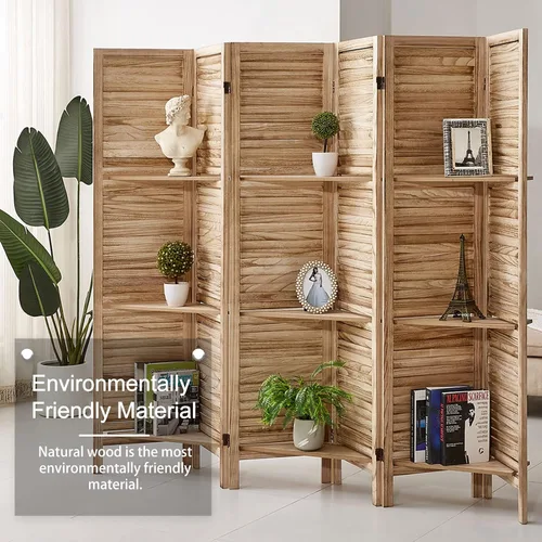 Vista 2 de RHF - Panel de división de madera de 5.6 pies de alto, pantallas divisoras de habitación plegables de madera, divisor de panel y separadores