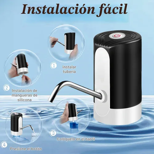 Vista 5 de Bomba de mesa de agua, bomba de agua eléctrica de portabilidad con cable de datos USB, bomba automática de botella de agua potable negra