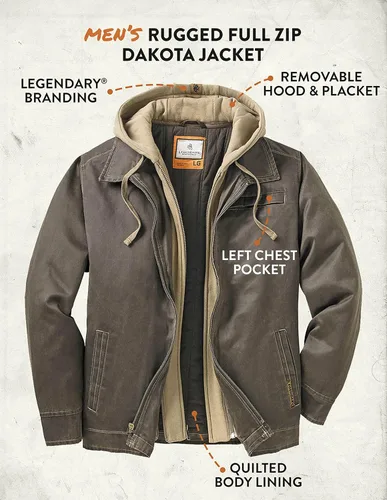 Vista 6 de Legendary Whitetails, Dakota - Chaqueta con cremallera completa para hombre