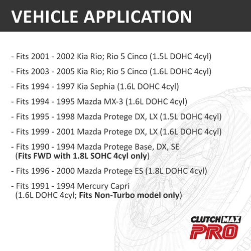 Vista 2 de PRO Performance Stage 1 Kit de embrague compatible con Kia Rio 2001-2005, Rio 5 Cinco 1994-1997 Sephia 1994-1995 MX-3 1990-2001 Protege 1991-1994