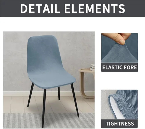 Vista 3 de Paquete de 2 fundas de terciopelo para sillas de comedor, lavables, extraíbles, de mediados de siglo, modernas, curvas, sin brazos, para decoración