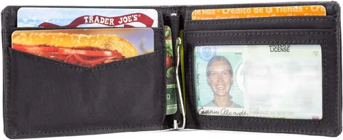 Vista 2 de Big Skinny Cartera delgada de cuero Acrobat con clip para dinero, con capacidad para hasta 20 tarjetas