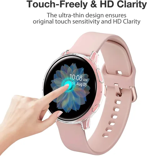 Vista 4 de Paquete de 4 fundas protectoras de pantalla compatibles con Samsung Galaxy Watch Active 2 de 1.575 pulgadas (1.575 pulgadas) de silicona protectora