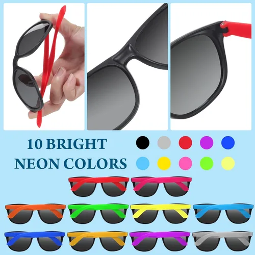 Vista 2 de [Usado] Paquete de 60 gafas de sol de neón para fiestas, 10 colores, gafas de sol