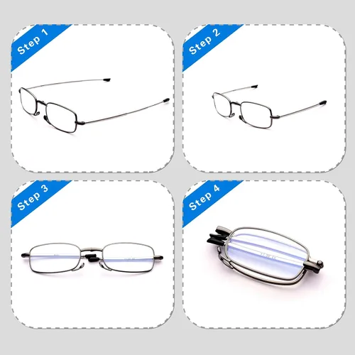Vista 2 de GOOSEN Reading Glasses Men Women, Pocket Wallet Purse Compact Hard Cases Folding Readers, Blue light Glasses Spring Hinge