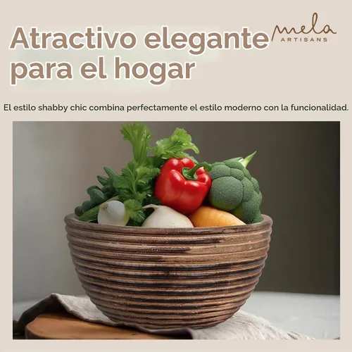 Vista 6 de Mela Artisans Tazón de madera de mango para servir, quemado oscuro, 9