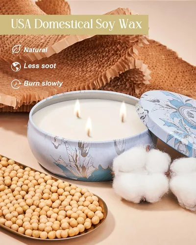 Vista 106 de M&SENSE Velas aromáticas de bayas cítricas, vela grande de lata de soja de 3 mechas, más de 40 horas de tiempo de combustión, cera vegana 100%