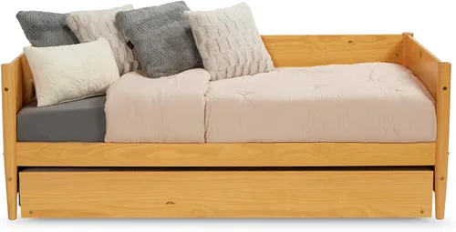 Vista 13 de Camaflexi Sofá cama y nido modernos Mid-Century/Madera maciza y fabricada/Cabecera de panel/No necesita somier/La base tiene 14 listones de Castañho