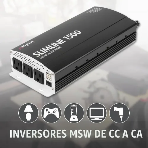 Vista 3 de Wagan EL3720 1000W Slimline Plus Inversor de corriente de CA a CC 1000 vatios TrueRated Continuo de 2500 vatios de sobretensión DC 12V a CA 110V