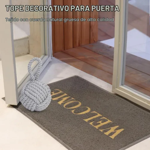 Vista 5 de Pomeat Tope de puerta decorativo náutico con base pesada de cuerda, tope de puerta resistente para cuña de ventana del hogar, 6 pulgadas (gris)