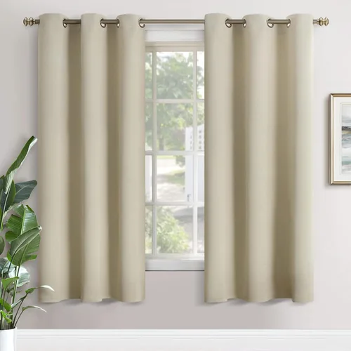 Vista 130 de YoungsTex - Cortinas blackout cortas, aislamiento térmico, ojales, oscurecen la habitación, privacidad, para cámper, sótano, cocina y baño, 2 Gris