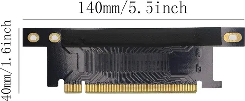 Vista 5 de Pci-E 16x tarjeta elevadora, PCI Express 3.0 16X cable de extensión 90 grados tarjeta de elevación de alta velocidad