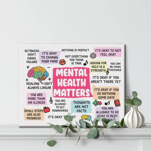 Vista 4 de Hijie Póster de Lienzo de Arte de Pared de Salud Mental de Terapia de Oficina para Decoración - Arte de Pared de Impresión en Lienzo Motivacional La