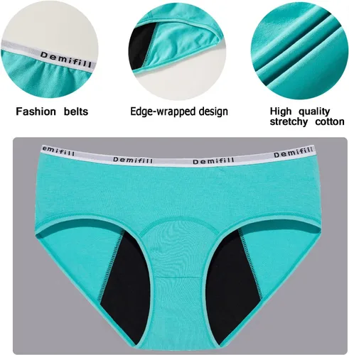 Vista 4 de Demifill Bragas de período para adolescentes y niñas, ropa interior suave para principiantes