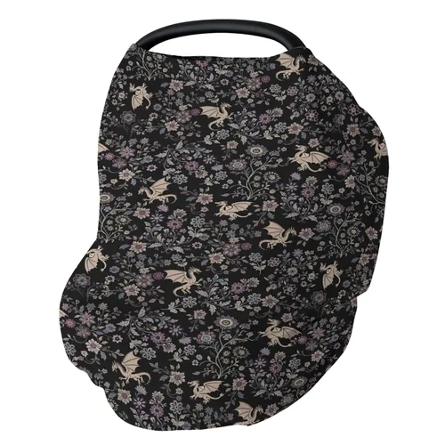 Vista 8 de Funda de asiento de coche de dragón y caballeros de cuento de hadas para bebés, dragones de fantasía, castillo de princesa, funda elástica 5 en 1