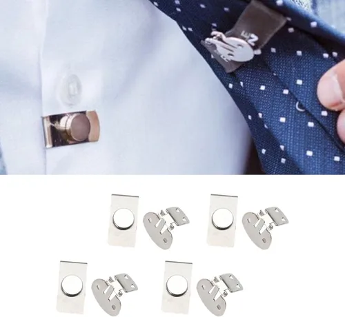 Vista 6 de Generic Tie Stay, cierre magnético invisible, clip de corbata, clips de corbata magnéticos para hombres, chaqueta de traje de acero inoxidable