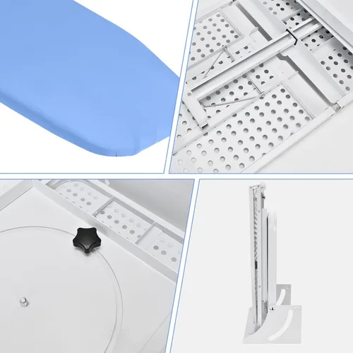 Vista 3 de Tabla de planchar giratoria de 180° para montar en la pared, resistente de 38.7 x 12 pulgadas Ironing Board with Heat Resistant Cover, Space
