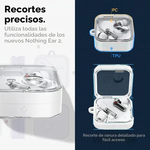Vista 5 de Spigen Funda ultra híbrida diseñada para Nothing Ear 2 (2023) Protección de doble capa, carcasa de policarbonato transparente con parachoques