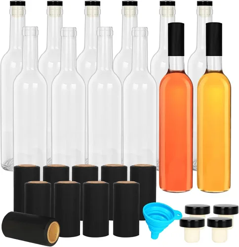 Vista 9 de DHSBTLS Botellas de vidrio transparente de 12 oz con tapas de corcho Paquete de 12 tapas de madera blanca de 12.7 fl oz