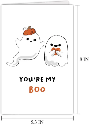 Vista 7 de Supoeguk Bonita tarjeta de aniversario de fantasma para marido y esposa, tarjeta de Halloween con texto en inglés «You Are My Boo para él y ella»