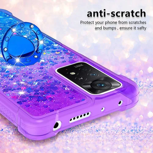 Vista 4 de Funda para Xiaomi Redmi Note 11 Pro, Gradient Quicksand Series Glitter Bling Fluing Liquid Floating Ring Kickstand TPU Bumper Cushion Reforzado