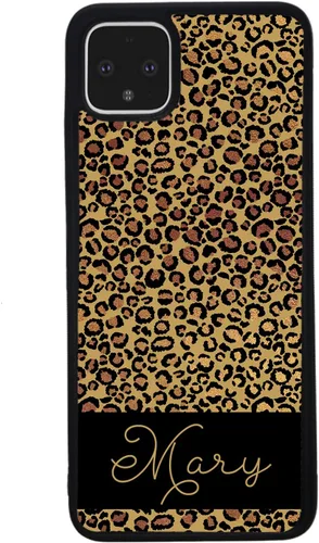 Vista 3 de Funda de goma negra personalizada de piel de leopardo compatible con Google Pixel 10, 10 Pro, 10 Pro XL, 9a, 9 Pro, Pixel 9, Pixel 9 Pro XL, 8a, 8