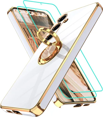 Vista 311 de Funda para Motorola Moto G 5G 2024: Funda Moto G Play 5G 2024 con 2 piezas de protectores de pantalla, soporte de anillo de rotación de 360°