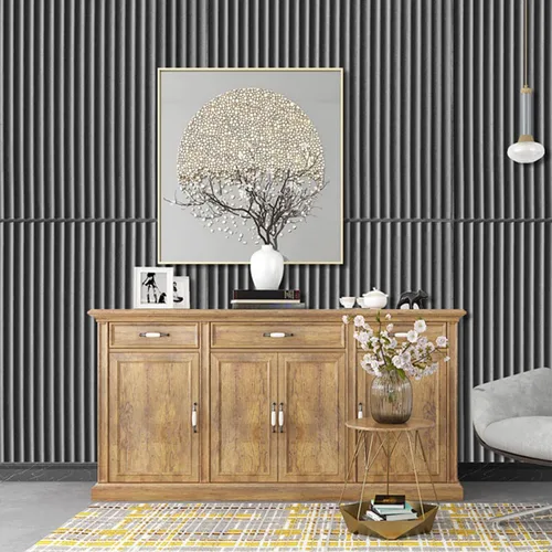 Vista 4 de Queenbox Panel de pared autoadhesivo de cilindro sintético de 13.8 x 13.8 pulgadas, papel tapiz moderno de espuma sólida para habitación, cocina
