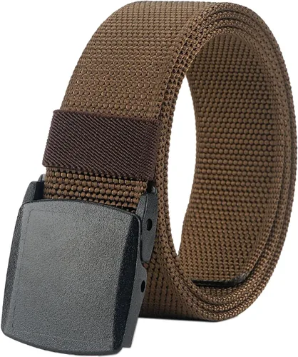 Vista 11 de LionVII Cinturón para hombre, cinturón casual de nailon con hebilla de plástico transpirable para viajes de trabajo, fácil de recortar